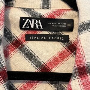 Zara Italian Fashion cream/red/black Shacket oversized size M